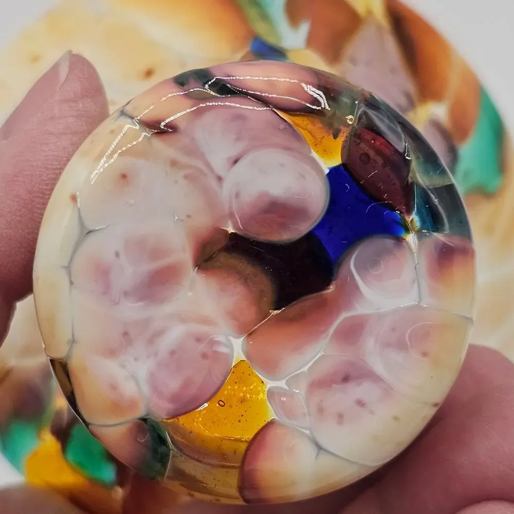 Hand Blown Art Glass Votive Holder Iridescent Decor